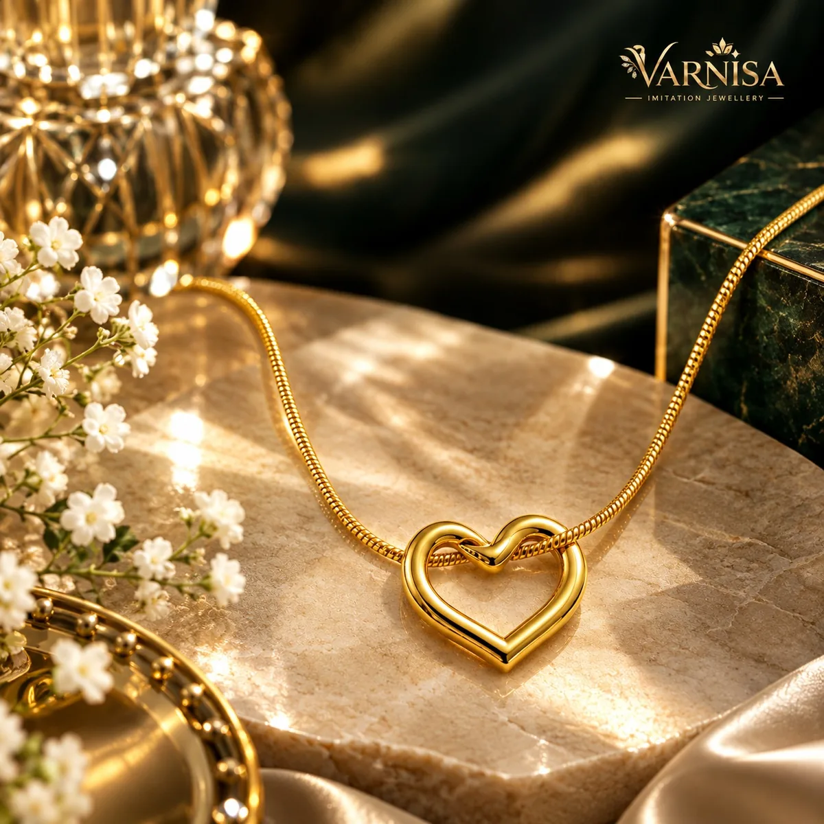 Gold heart pendant chain